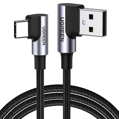 Kabel za prijenos podataka i punjenje USB-A - USB-C UGREEN US176 Angled, 18W, 3m, Sivi