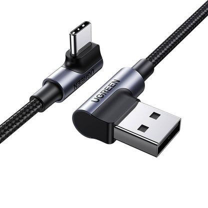 Kabel za prijenos podataka i punjenje USB-A - USB-C UGREEN US176 Angled, 18W, 3m, Sivi