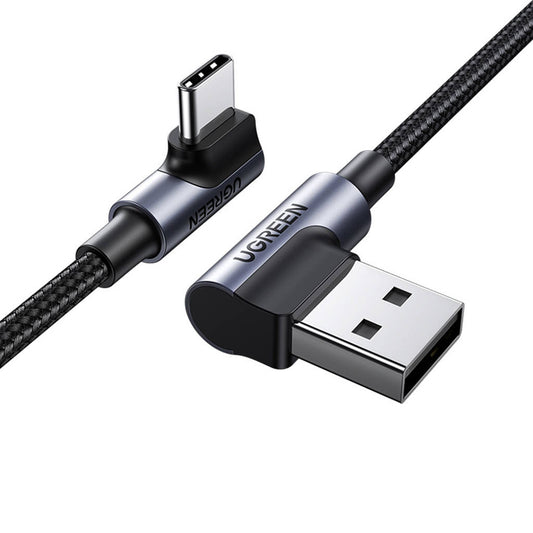 Kabel za prijenos podataka i punjenje USB-A - USB-C UGREEN US176 Angled, 18W, 3m, Sivi