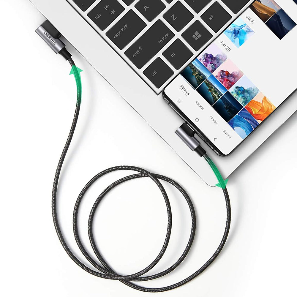 Kabel za prijenos podataka i punjenje USB-A - USB-C UGREEN US176 Angled, 18W, 3m, Sivi