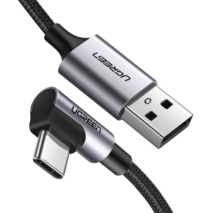 Kabel za podatke i punjenje USB-A - USB-C UGREEN US284 Angled, 18W, 0.5m, Sivi