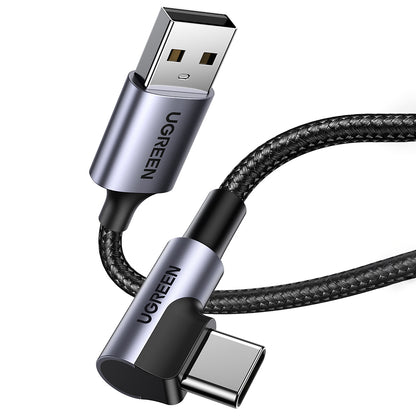 Kabel za podatke i punjenje USB-A - USB-C UGREEN US284 Angled, 18W, 0.5m, Sivi