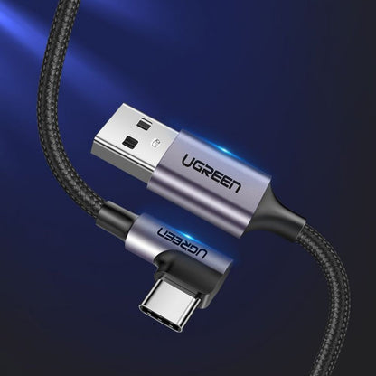 Kabel za podatke i punjenje USB-A - USB-C UGREEN US284 Angled, 18W, 0.5m, Sivi