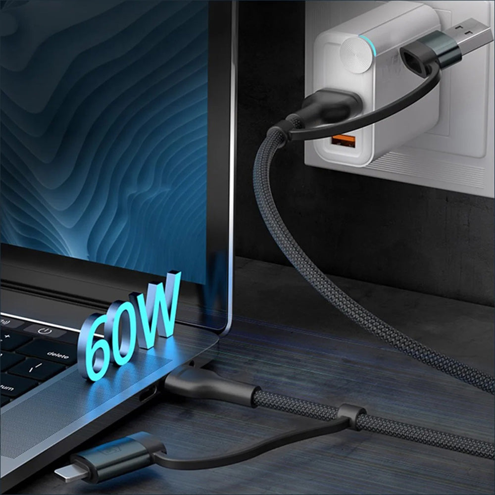 Kabel za podatke i punjenje USB-A / USB-C - USB-C / Lightning 3MK Hyper N, 60W, 1.2m, Crni