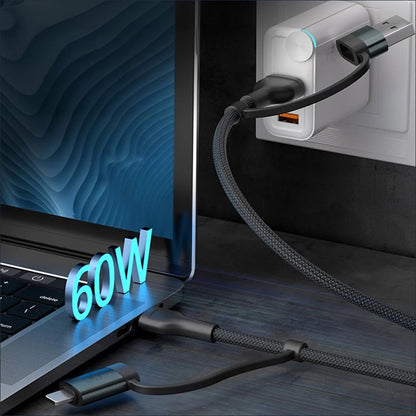 Kabel za podatke i punjenje USB-A / USB-C - USB-C / Lightning 3MK Hyper N, 60W, 1.2m, Crni