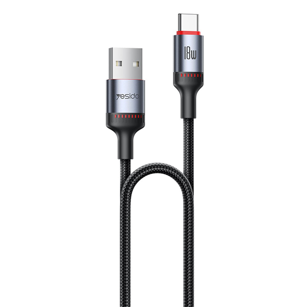 Kabel za podatke i punjenje USB-A - USB-C Yesido CA129C, 18W, 1.2m, Crni