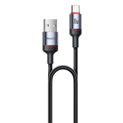 Kabel za podatke i punjenje USB-A - USB-C Yesido CA129C, 18W, 1.2m, Crni