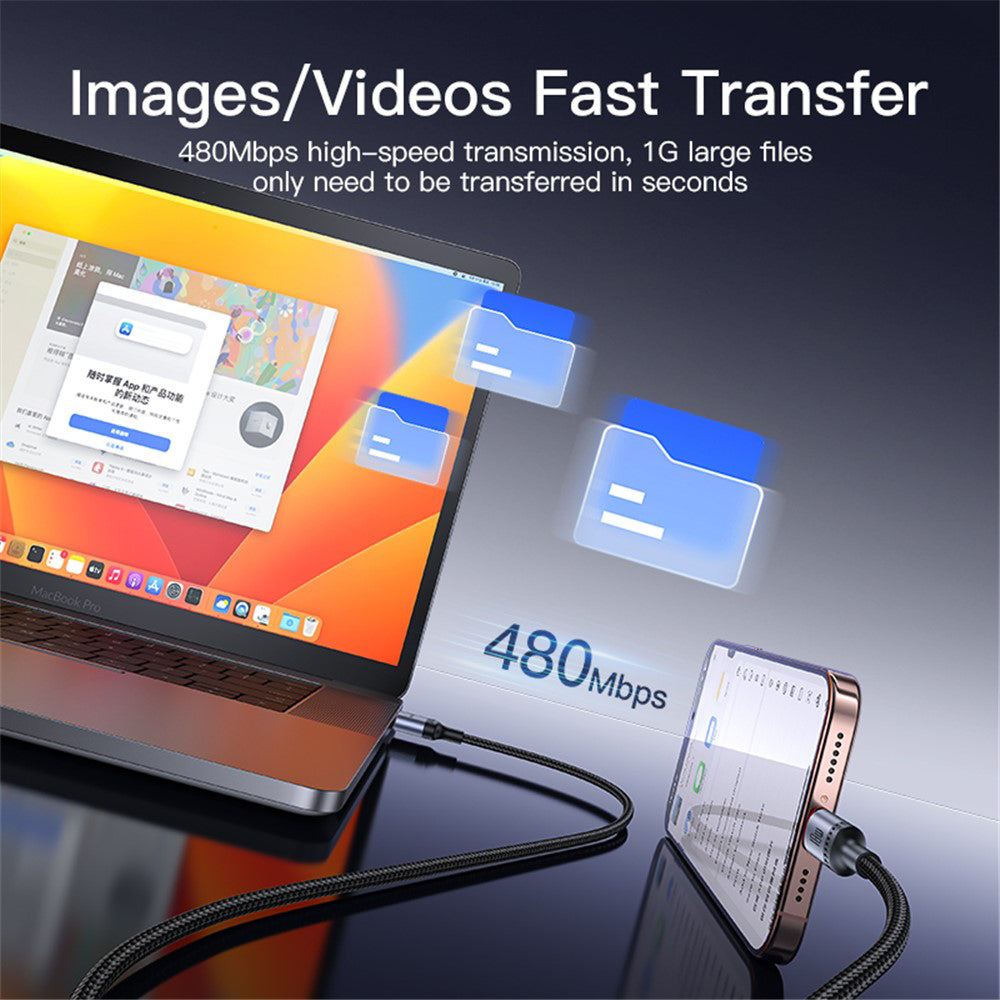 Kabel za podatke i punjenje USB-A - USB-C Yesido CA129C, 18W, 1.2m, Crni