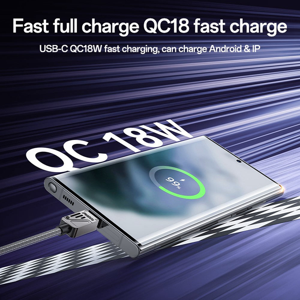 Kabel za podatke i punjenje USB-A - USB-C Yesido CA135C, 18W, 1.2m, Crni