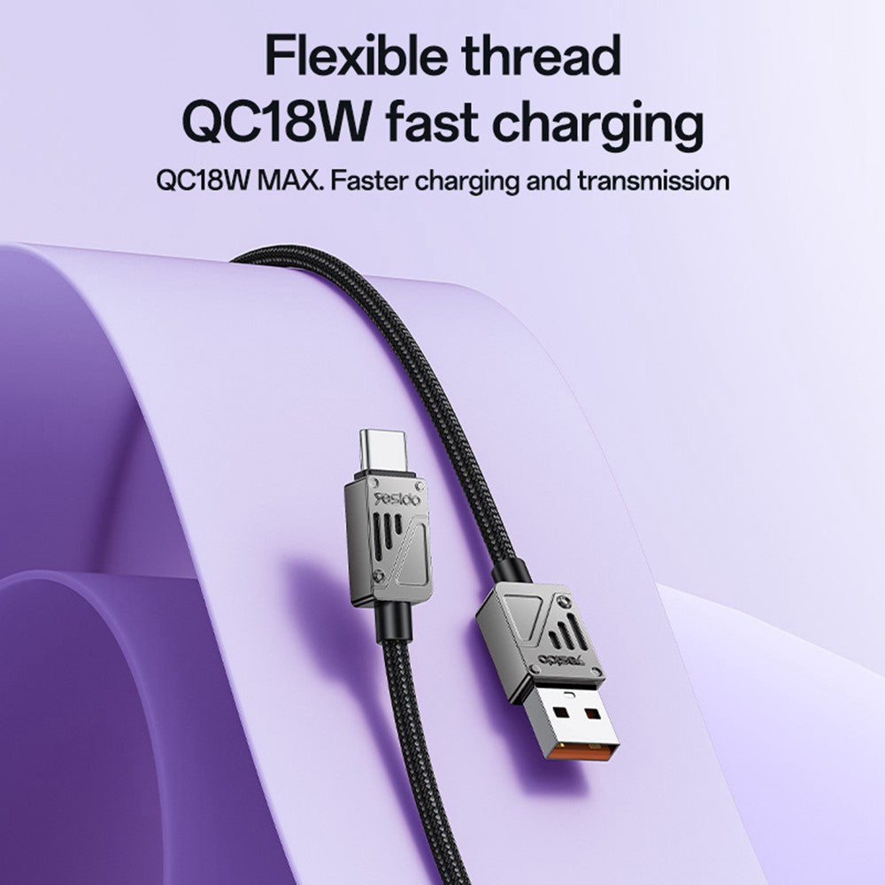 Kabel za podatke i punjenje USB-A - USB-C Yesido CA135C, 18W, 1.2m, Crni