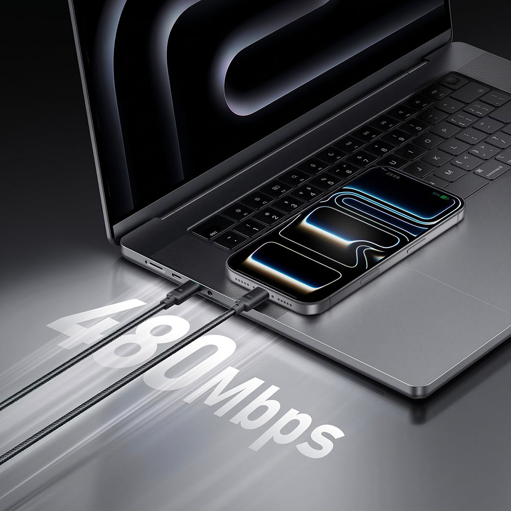 USB-C kabel za prijenos podataka i punjenje - 2 x USB-C Cuktech C2C615, 140W, 1.5m, Crni CKC2C615GLBK