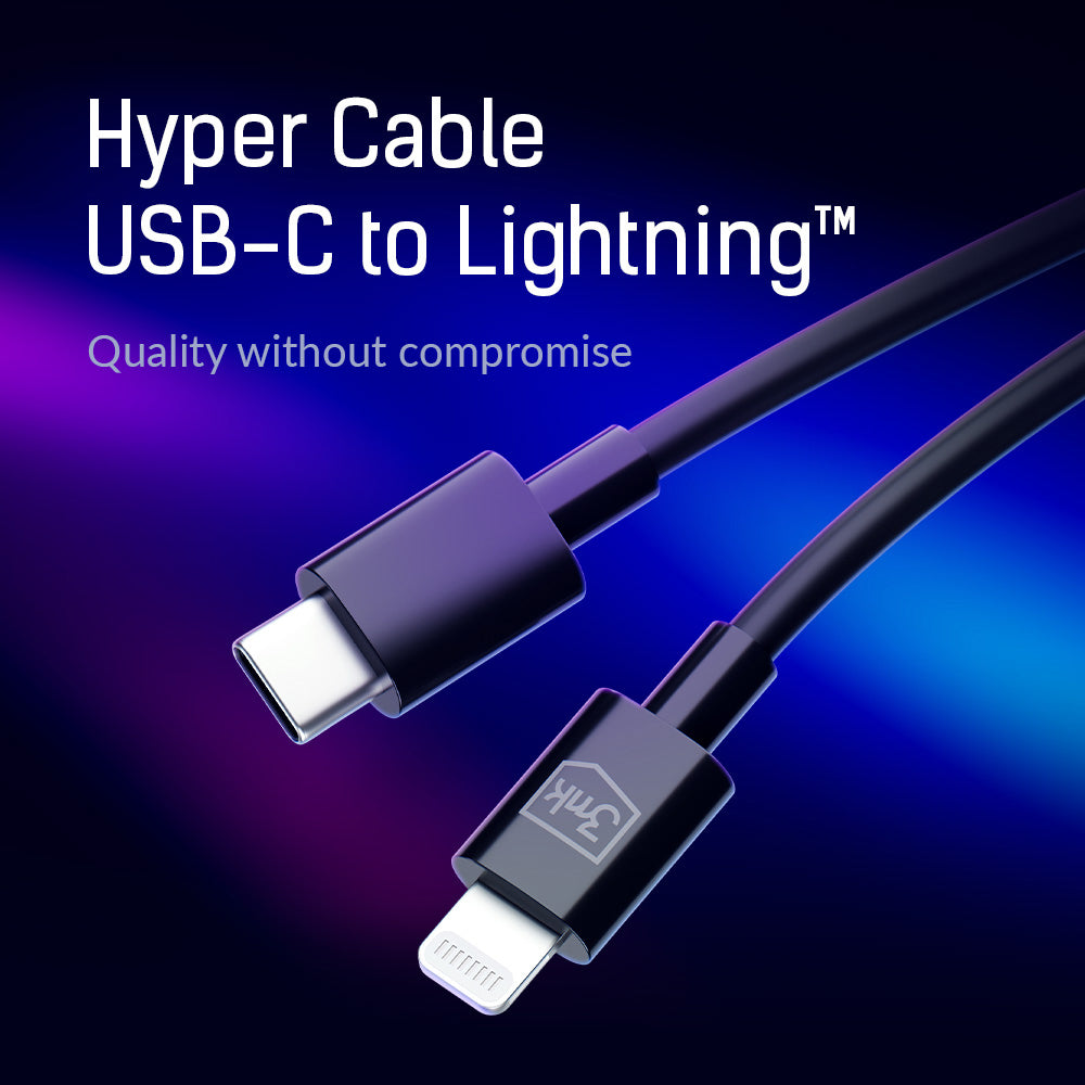 Kabel za podatke i punjenje USB-C - Lightning 3MK Hyper, 20W, 1.2m, Crni