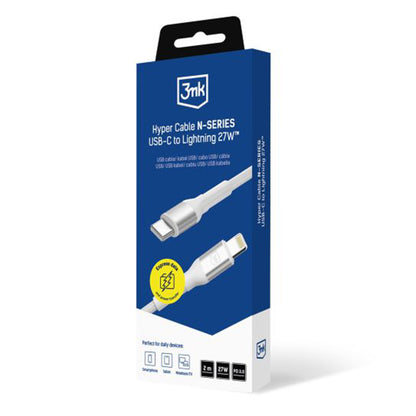 USB-C kabel za prijenos podataka i punjenje - Lightning 3MK Hyper N, 27W, 2m, Bijela