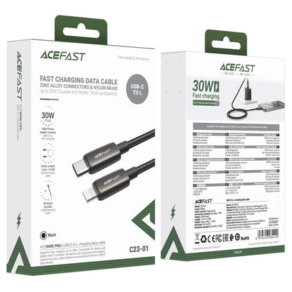 Kabel za podatke i punjenje USB-C - Lightning Acefast C23-01, 30W, 1.2m, Crni