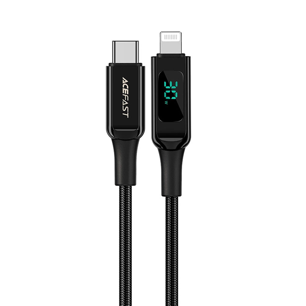 Kabel za prijenos podataka i punjenje USB-C - Lightning Acefast C6-01 Display, 20W, 1.2m, Crni
