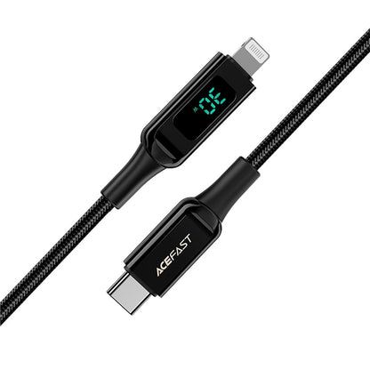Kabel za prijenos podataka i punjenje USB-C - Lightning Acefast C6-01 Display, 20W, 1.2m, Crni