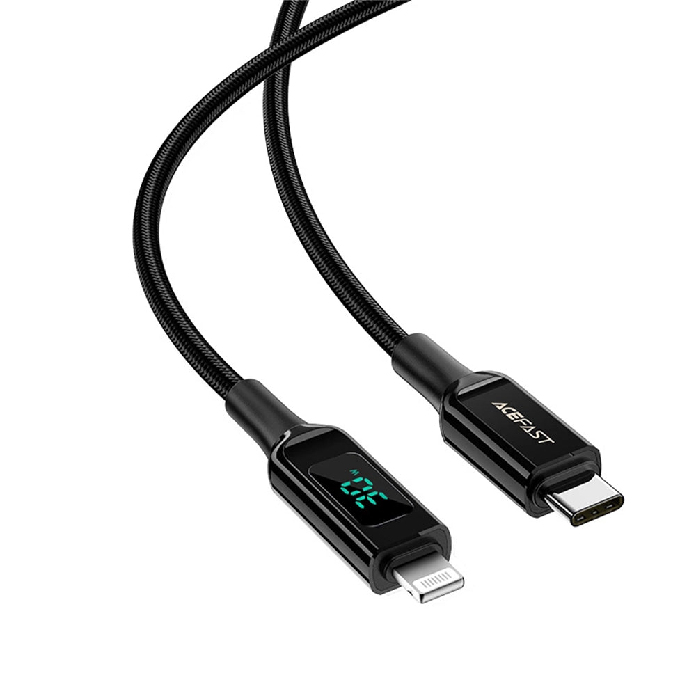 Kabel za prijenos podataka i punjenje USB-C - Lightning Acefast C6-01 Display, 20W, 1.2m, Crni