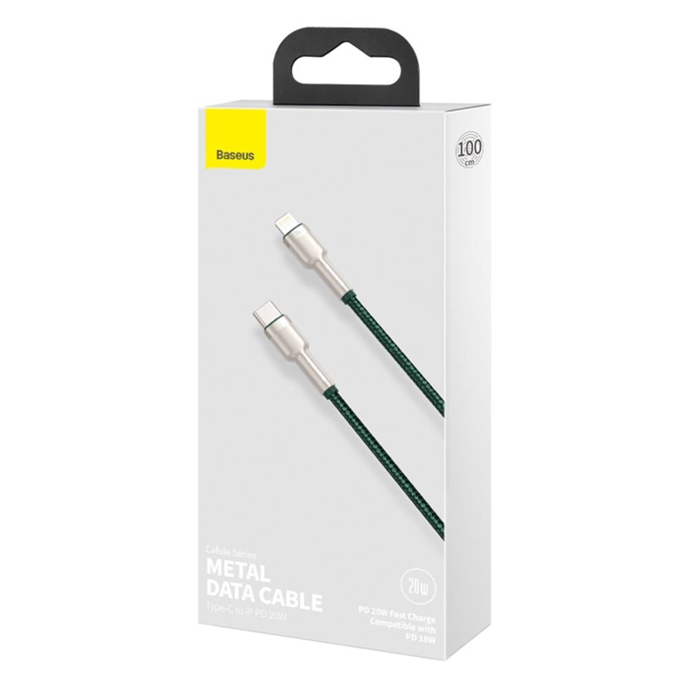 Kabel za podatke i punjenje USB-C - Lightning Baseus Cafule Metal, 20W, 1m, Zelen CATLJK-A06