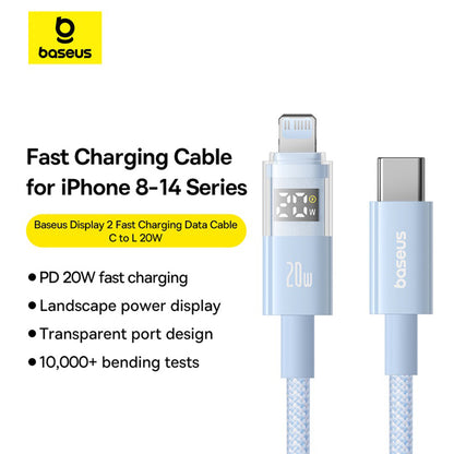 Kabel za podatke i punjenje USB-C - Lightning Baseus Display 2, 20W, 2m, Plavi P10382703311-01
