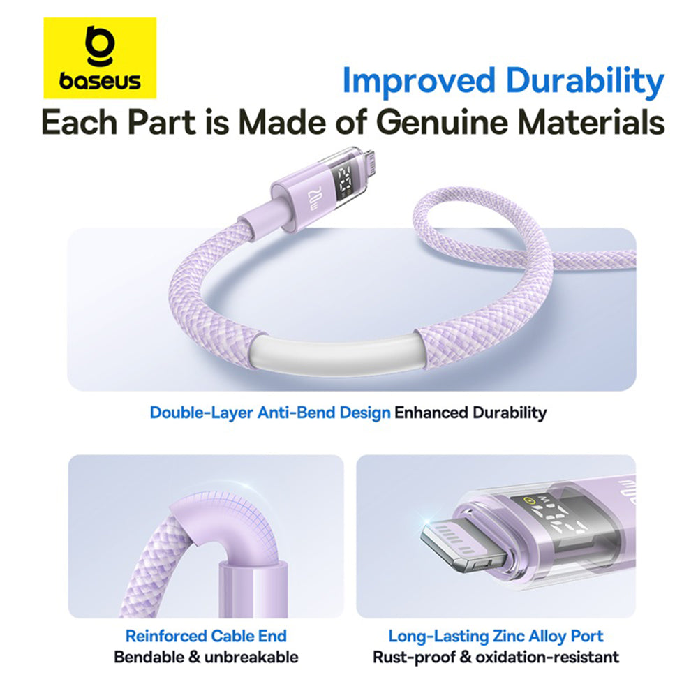 Kabel za podatke i punjenje USB-C - Lightning Baseus Display 2, 20W, 2m, Ljubičasti P10382703511-01