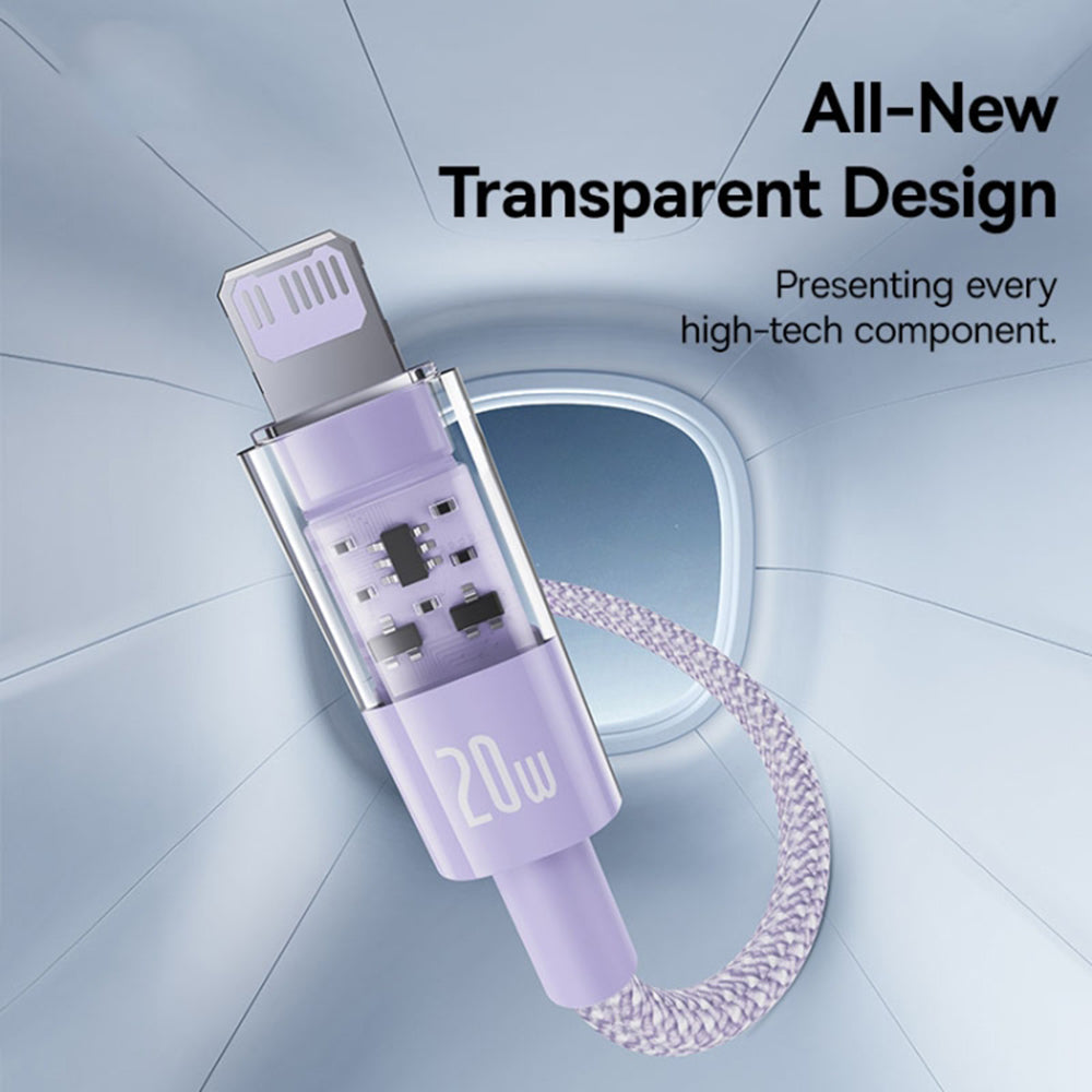 Kabel za prijenos podataka i punjenje USB-C - Lightning Baseus Gem, 20W, 2m, Ljubičasti P10373001511-01