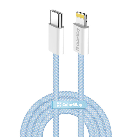 Kabel za podatke i punjenje USB-C - Lightning ColorWay CW-CBPDCL061, 27W, 1m, Plavi