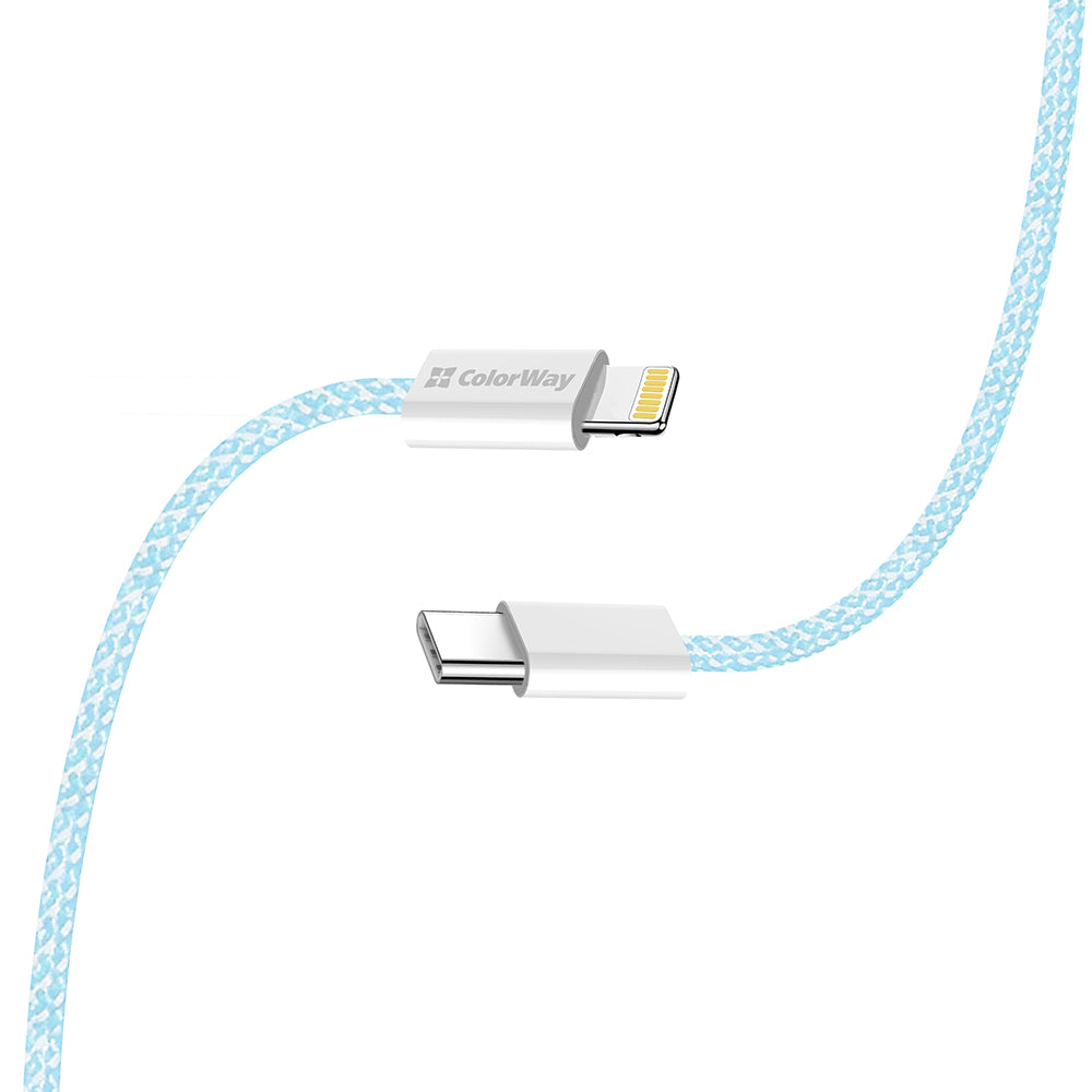 Kabel za podatke i punjenje USB-C - Lightning ColorWay CW-CBPDCL061, 27W, 1m, Plavi