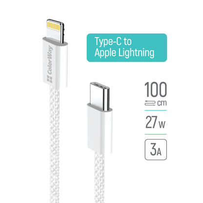 Kabel za podatke i punjenje USB-C - Lightning ColorWay CW-CBPDCL061, 27W, 1m, Sivi