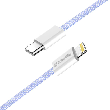 Kabel za podatke i punjenje USB-C - Lightning ColorWay CW-CBPDCL061, 27W, 1m, Ljubičasta
