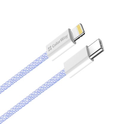 Kabel za podatke i punjenje USB-C - Lightning ColorWay CW-CBPDCL061, 27W, 1m, Ljubičasta