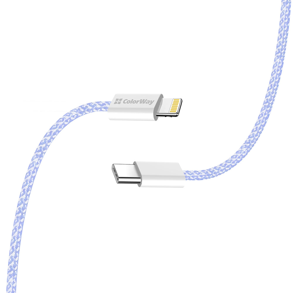 Kabel za podatke i punjenje USB-C - Lightning ColorWay CW-CBPDCL061, 27W, 1m, Ljubičasta