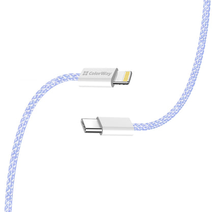 Kabel za podatke i punjenje USB-C - Lightning ColorWay CW-CBPDCL061, 27W, 1m, Ljubičasta