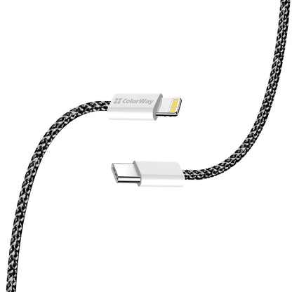 Kabel za podatke i punjenje USB-C - Lightning ColorWay CW-CBPDCL061, 27W, 1m, Crni