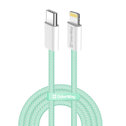 Kabel za podatke i punjenje USB-C - Lightning ColorWay CW-CBPDCL061, 27W, 1m, Zelen