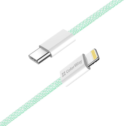 Kabel za podatke i punjenje USB-C - Lightning ColorWay CW-CBPDCL061, 27W, 1m, Zelen