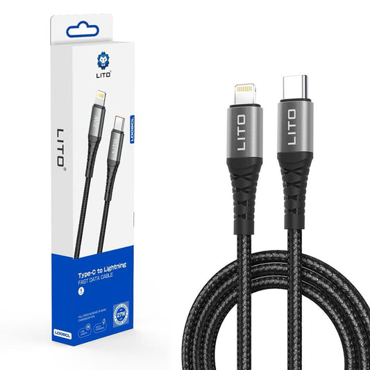 Kabel za podatke i punjenje USB-C - Lightning Lito LD08CL, 27W, 1m, Crni