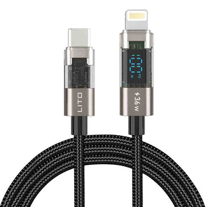 Kabel za podatke i punjenje USB-C - Lightning Lito LD09CL Display, 36W, 1.2m, Crni