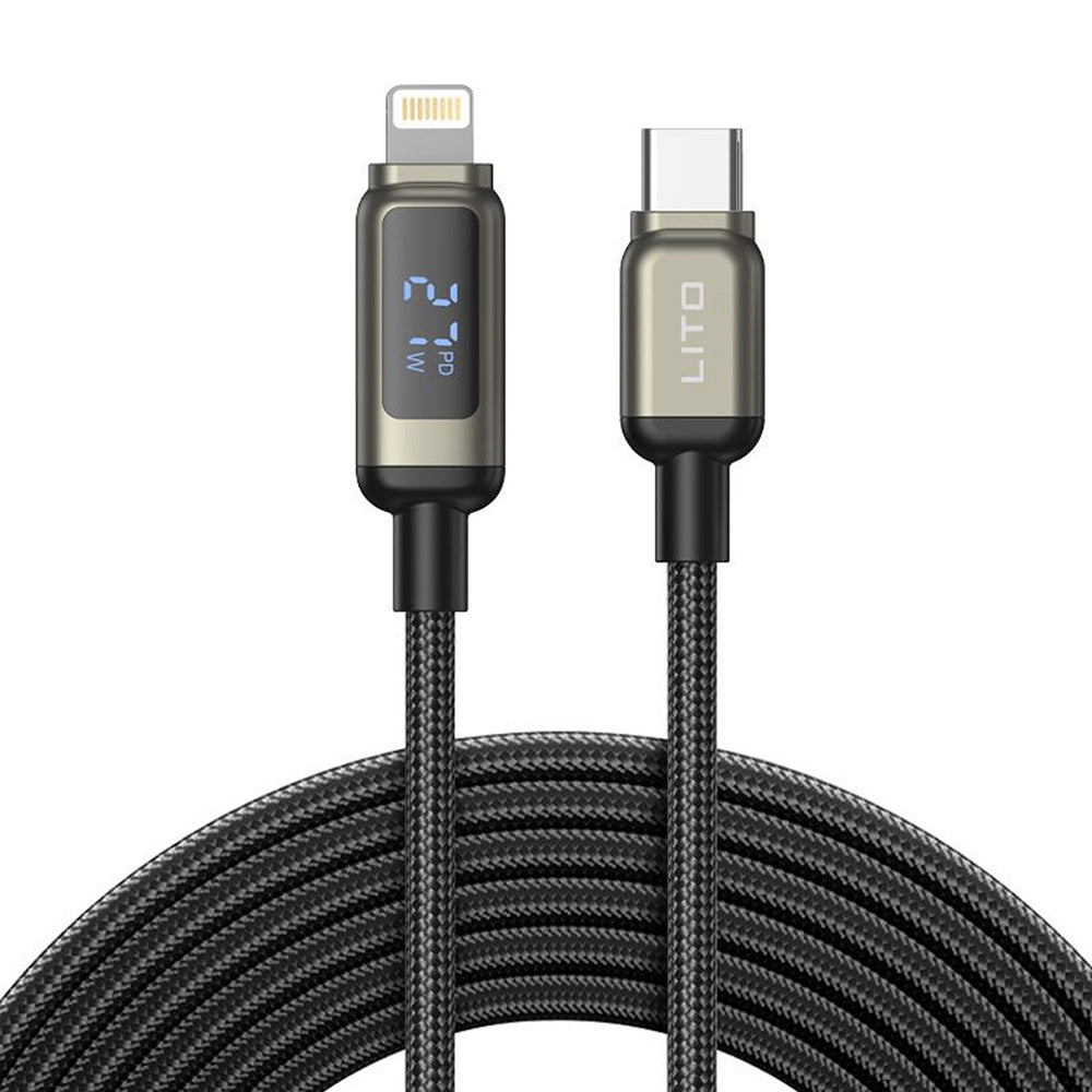 Kabel za podatke i punjenje USB-C - Lightning Lito LD15 Display, 27W, 1m, Crni