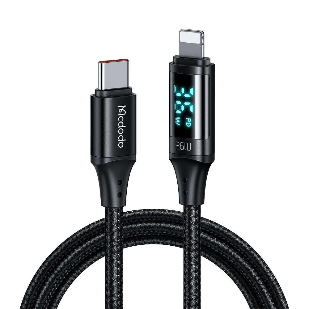 Kabel za podatke i punjenje USB-C - Lightning McDodo CA-1030 Display, 36W, 1.2m, Crni