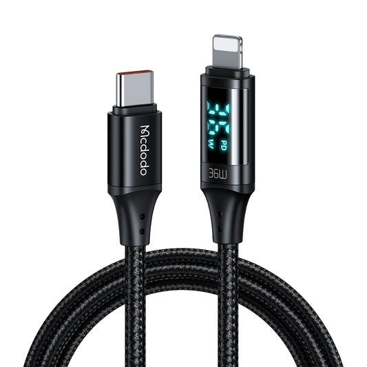 Kabel za podatke i punjenje USB-C - Lightning McDodo CA-1030 Display, 36W, 1.2m, Crni