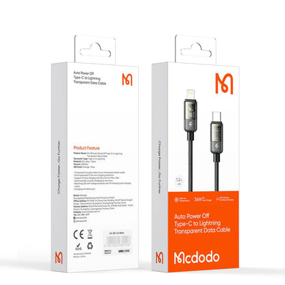 Kabel za podatke i punjenje USB-C - Lightning McDodo CA-3160 Auto Power Off, 36W, 1.2m, Crni