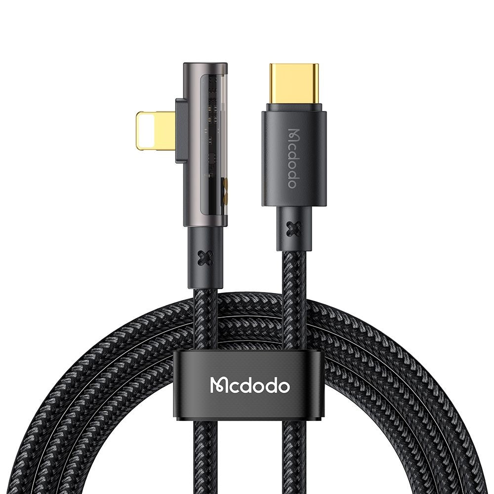 Kabel za podatke i punjenje USB-C - Lightning McDodo CA-3390 Angled, 36W, 1.2m, Crni
