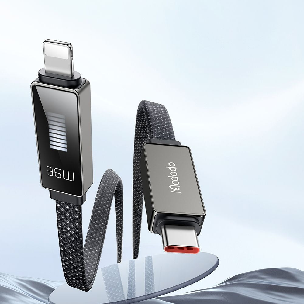 Kabel za podatke i punjenje USB-C - Lightning McDodo CA-4960 Rythm Display, 36W, 1.2m, Crni