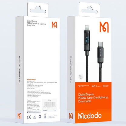 Kabel za podatke i punjenje USB-C - Lightning McDodo CA-5210 Bat Display, 36W, 1.2m, Crni