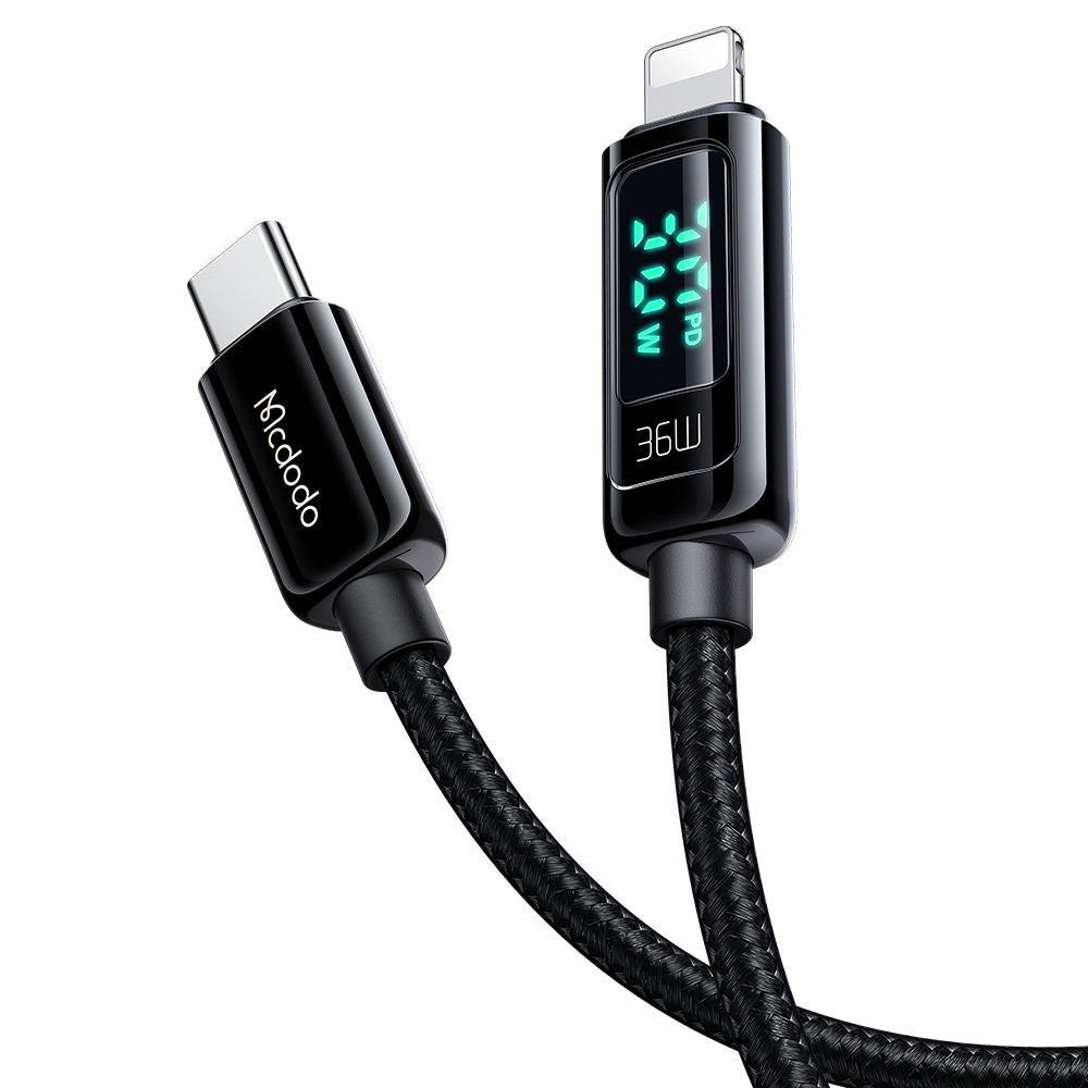 Kabel za podatke i punjenje USB-C - Lightning McDodo CA-8810 Display, 36W, 1.2m, Crni