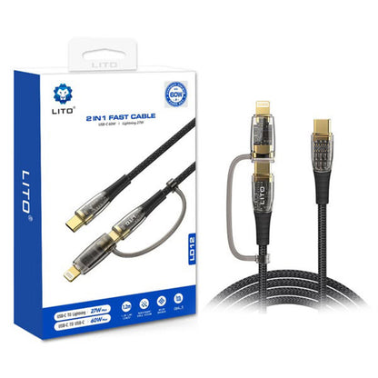 Kabel za podatke i punjenje USB-C - Lightning / USB-C Lito LD12, 60W, 1.2m, Crni