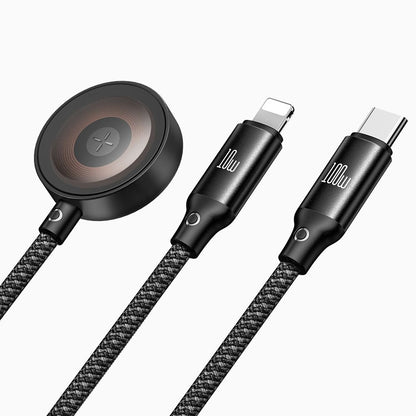 Kabel za punjenje USB-C - Lightning / USB-C / QI McDodo CA-4940 O 3in1, 100W, 1.2m, Crni