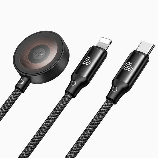 Kabel za punjenje USB-C - Lightning / USB-C / QI McDodo CA-4940 O 3in1, 100W, 1.2m, Crni