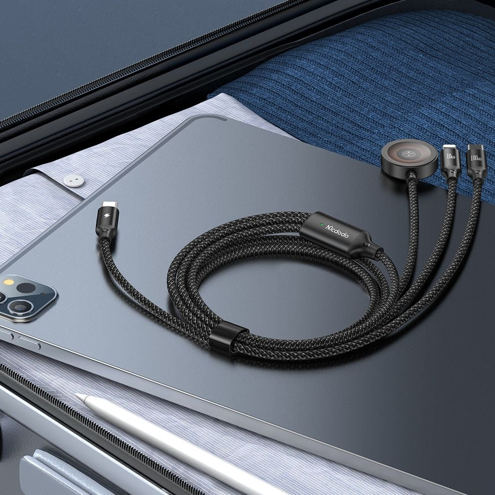 Kabel za punjenje USB-C - Lightning / USB-C / QI McDodo CA-4940 O 3in1, 100W, 1.2m, Crni