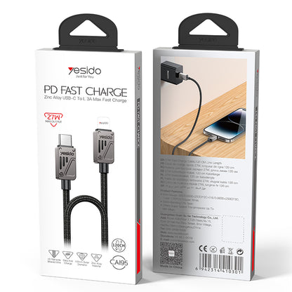 Kabel za podatke i punjenje USB-C - Lightning Yesido CA195, 27W, 1.2m, Crni